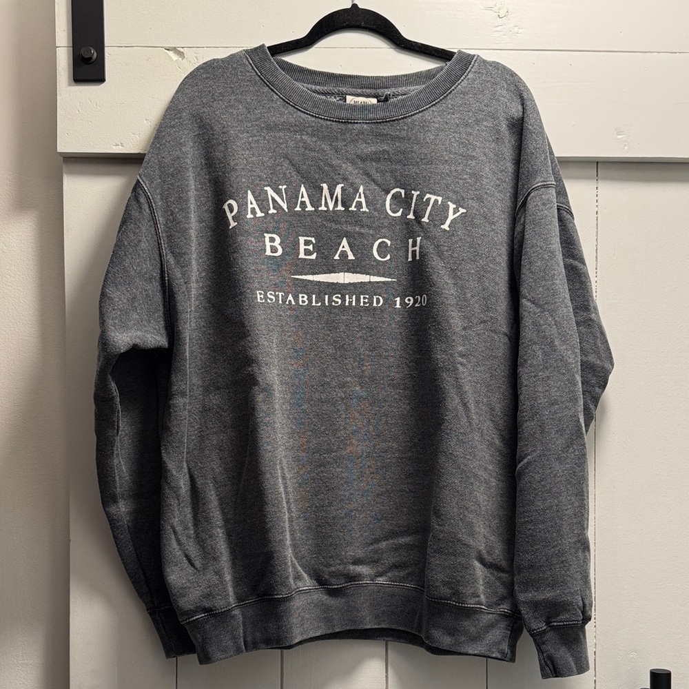 Panama City Beach Resort Wear Crewneck Sweatshirt XL Gray Surf Shop Spring Break